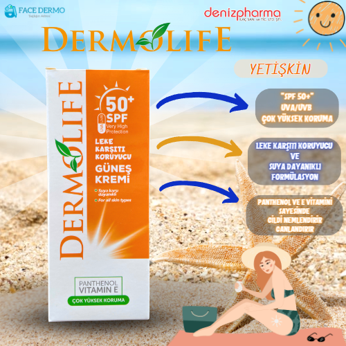Dermolife Spf50+ Leke Karşıtı Koruyucu Yüz ve Vücut Kremi 50 ml